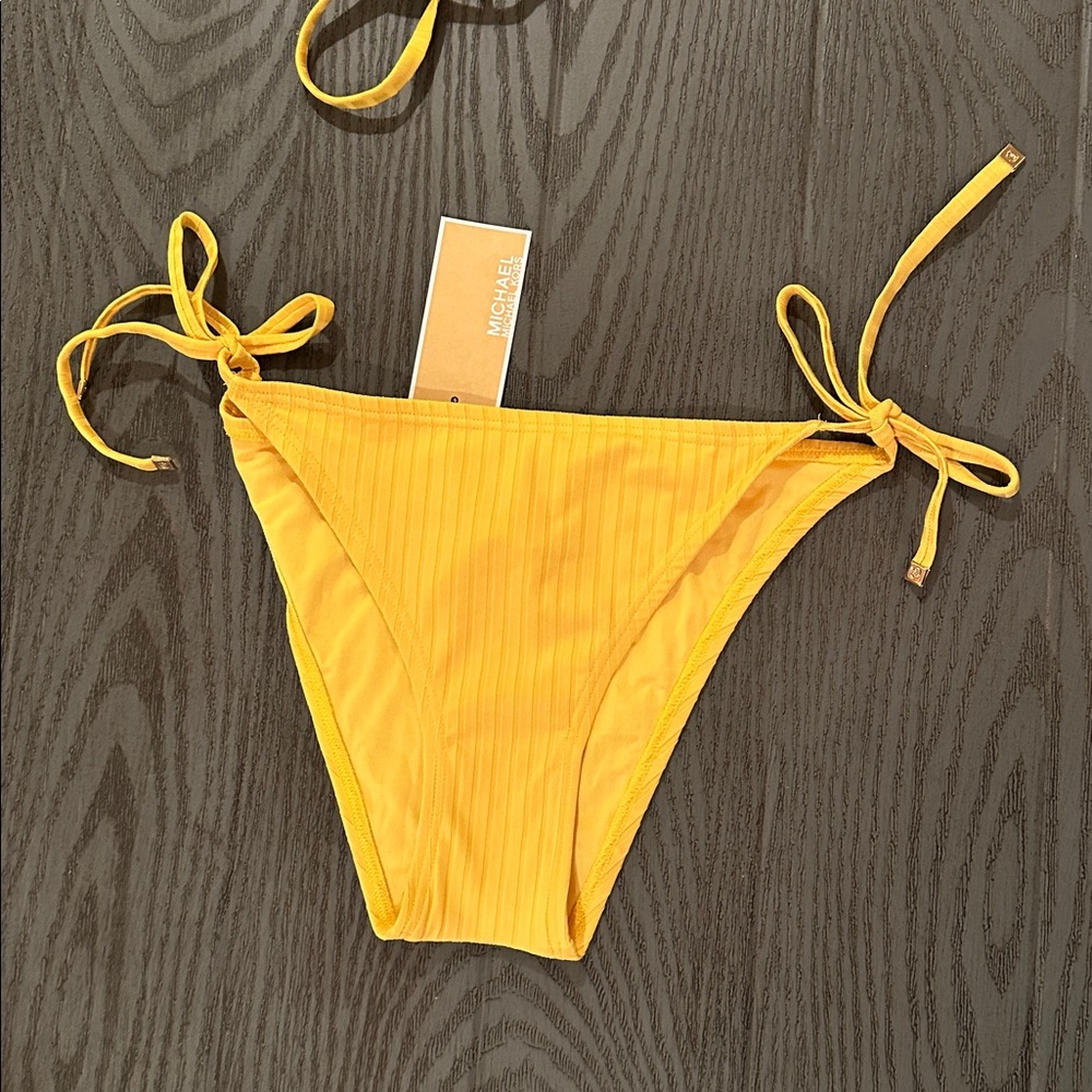 Michael Kors Yellow Ribbed String Bikini Set - Picture 7 of 11